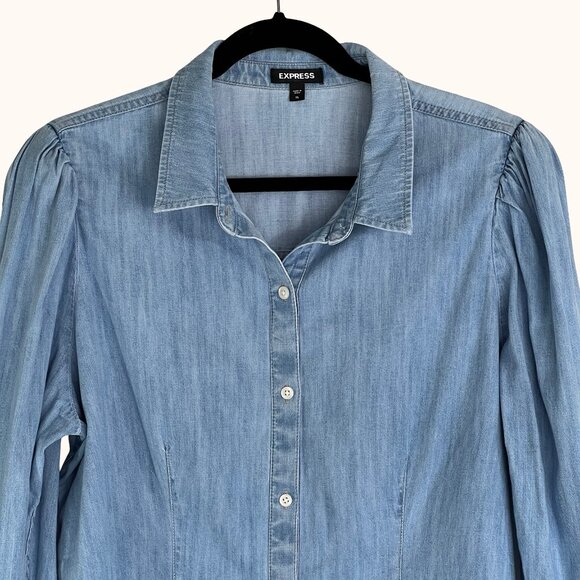 Denim Button down shirt Size XL from Express. Light blue top. - Picture 2 of 12